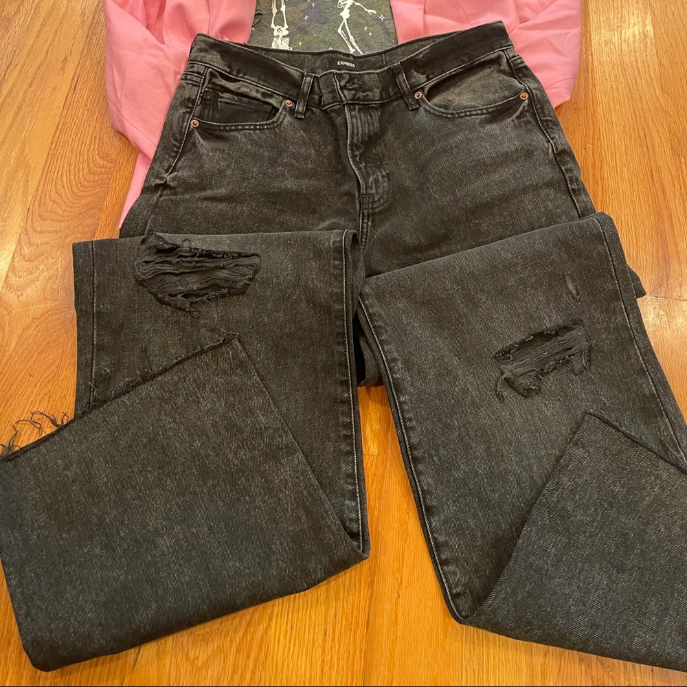 Womens Express wide leg vintage distressed jean